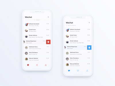 Wechat app blue delete interface ios11 iphonex list red ui wechat
