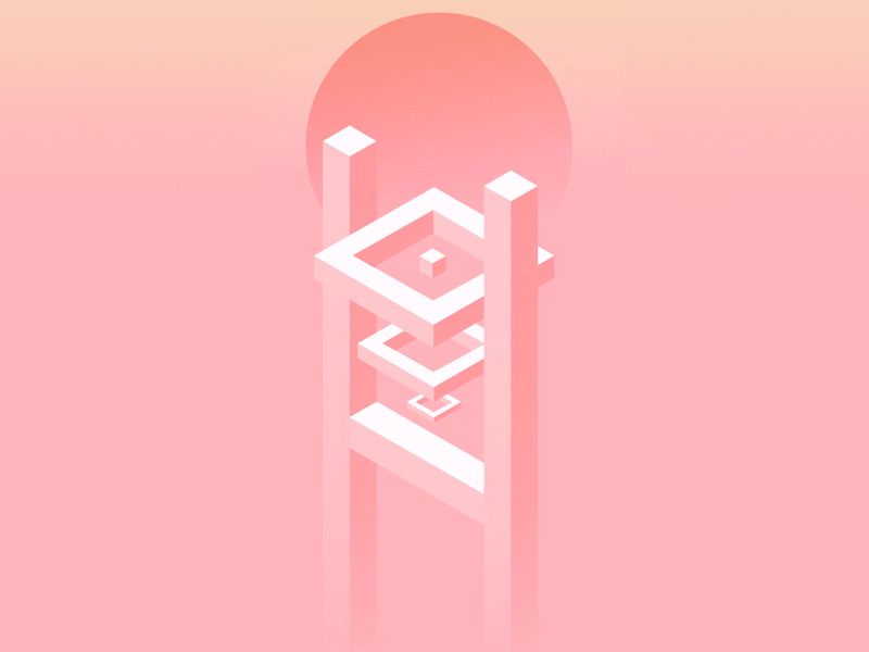 Isometric Shapes I Animation animation graphic design. gradients isometric shapes peach pink