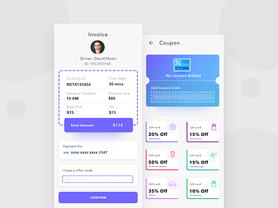 Invoice and Coupon show app app design brand branding clean color concept coupon design icon interface interface design invoice design ios iphone minimal mobile typo ui
