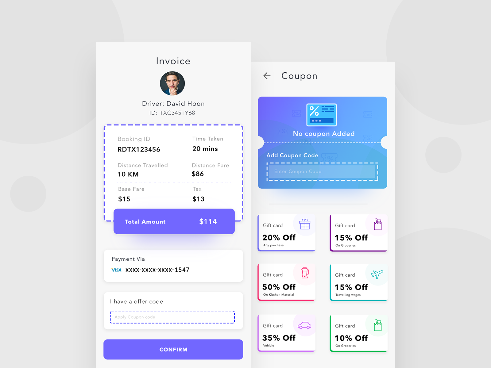 Invoice and Coupon show