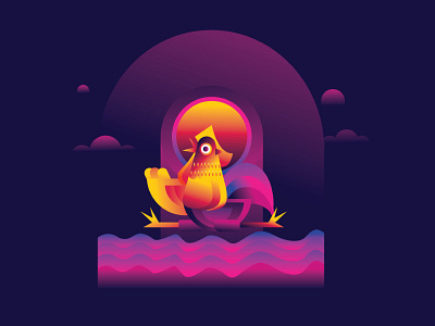 Roster & Hen bird bird illustration design gradient icon hen illustration roster vector