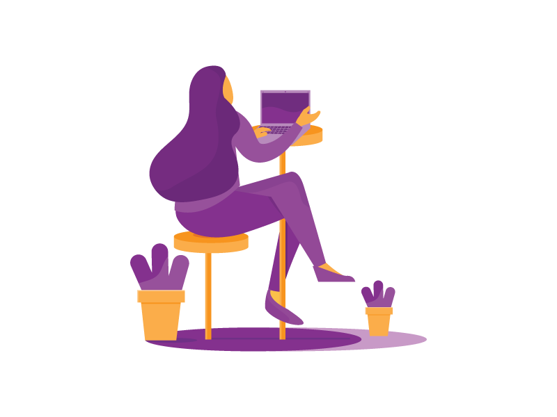 working culture work corporate for result image violet plants laptop girl vector illustration