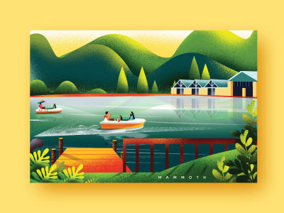 lake nature illustration landscape grain illustration art illustration design