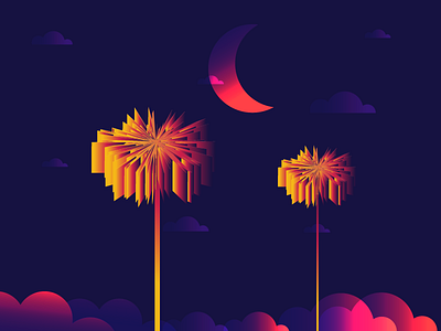 Palm Trees design gradient illustration plants