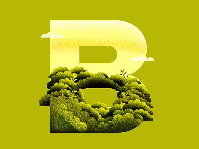 B for bushes/36daysof typo-b illustration leaves plants vector