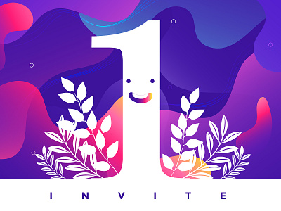 Invite artist dribble invite gradient illustration illustrators invite plants vector