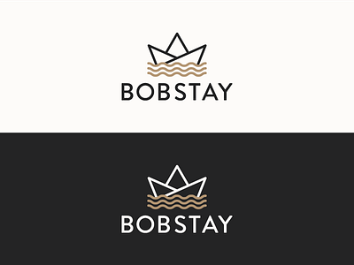 Bobstay Logo boat brand branding icon identity logo logotype nautical paper boat sea ship waves