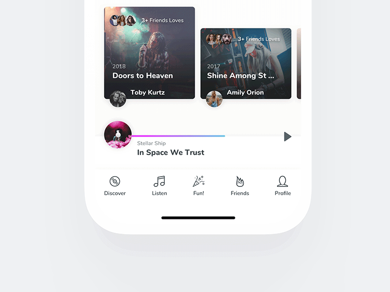 Music Discovery App app ios iphone x music player ui ux