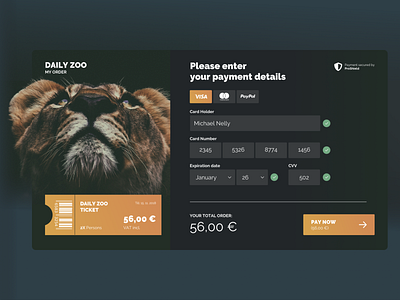 Credit Card Check Out Zoo Site animal credit card credit card checkout credit card form credit card payment dailyui dailyui 002 design payment ux zoo
