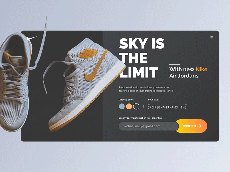 Landing page for Nike Shoes Air Jordan dailyui dailyui 003 design desktop landing page nike shoes ux webside