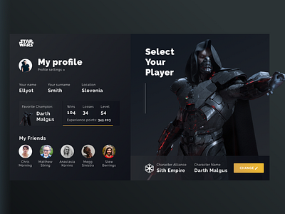 Star Wars Game User Profile 006 dailyui dailyui 006 design desktop game star wars ui user account user profile ux