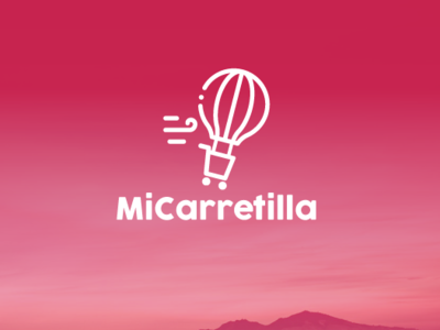 Micarretilla Logo balloon basket branding cart delivery e commerce logo lufh pink retailer shopping travel wind