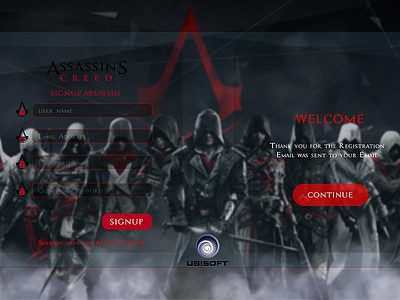 Assassin's Creed Signup adobe illustrator photoshop cs6 sublime3