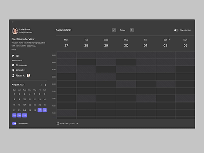 Scheduling App - Dark Mode appointment calendar calendly dark dark theme dark ui darkmode light mode product design schedule schedule app scheduling ui ux