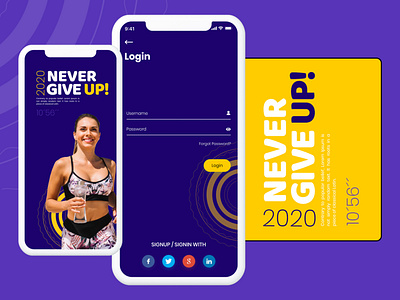 never give up mobile app fitness ios app design ios mobile application login page ui never giveup uidesign