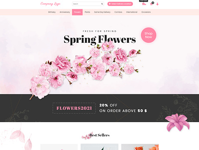 Spring Flowers Mart ecommerce flower onlinestore ui uidesign