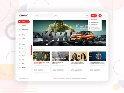 YouTube Redesign Challenge UI admin dashboard admin dashboard template admin design admin panel admin template admin theme adobe photoshop dashboard ui illustration redesign uidesign youtube