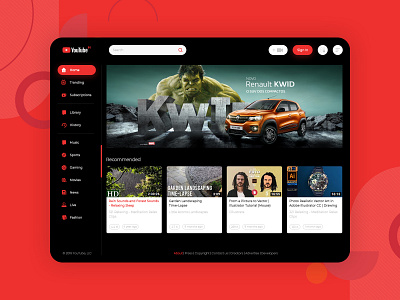 YouTube Redesign black admin dashboard admin design admin panel admin template adobe photoshop