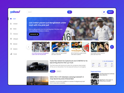 Yahoo Home Page Redesign UI