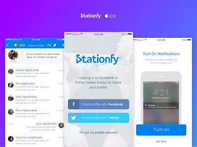 Stationfy - Sports community ios mobile ui notification onboard smartphone sports ux