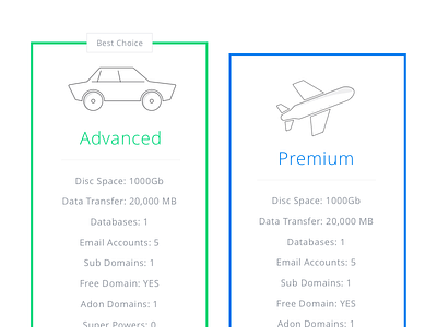 Icon Design and Price Table