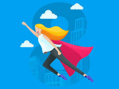 Women's Day 8 march illustration postcard supergirl womens day