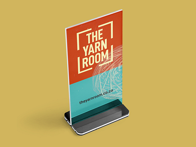 The Yarn Room - Tabletop Stand Graphic advertisement brand brand identity branding crochet flyer identity design knitting logo logomark logotype minimal orange and blue print print design printing table stand the yarn room typography yarn