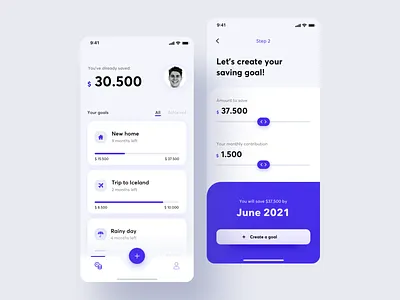 Saving Goals App app finances fintech goals mobile money app saving ui ux