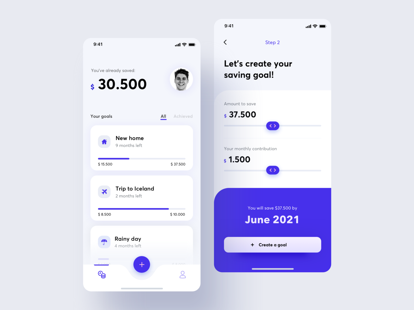 Saving Goals App by Iwona Wojciechowska for Netguru on Dribbble