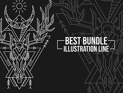 Best Bundle Illustration Line : Skull Deer abstract animal apparel background deer geometric art illustration line art merchandise mystic sacred geometry symbol wild