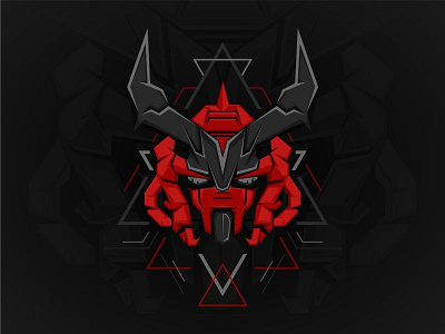 Geometric Red Devil Gundam background devil geometric art gundam horn red robot sacred geometry sci fi triangle