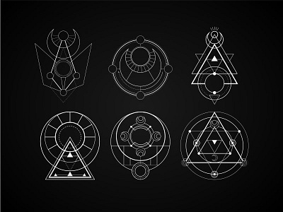 Dark Symbol 3 background geometric art line art magic moon pack sacred geometry set spell triangle