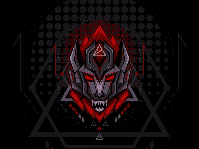 Warewolf Sci Fi abstract design geometric art illustration line art mecha robot sacred geometry sci fi triangle ware wolf wolf