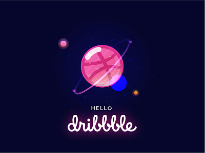 Hello, Dribbble! dribbble hello hello dribbble new pink planet space stars