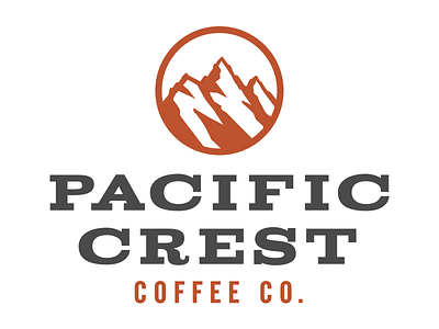Pacific Crest Coffee Co. coffee logo mountains slab serif