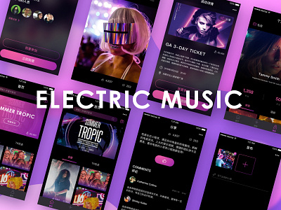 Electric Music App app color dark electric music ui