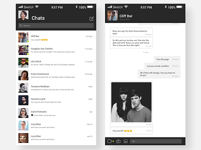 Day 013 | Messenger app black and grey chat app daily ui daily ui 013 messenger messenger app minimalist