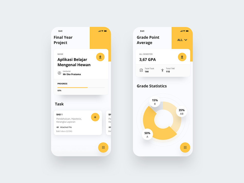 Grade Tracker - Mobile App Exploration By Setyono Dwi For Agensip Ui Ux 