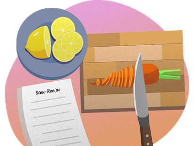 cooking recipe adobe carrots cutting cutting board illustration illustrator lemon