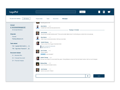 Messaging and Collaboration Tool chat collaboration legaltech messaging sketch ui ux