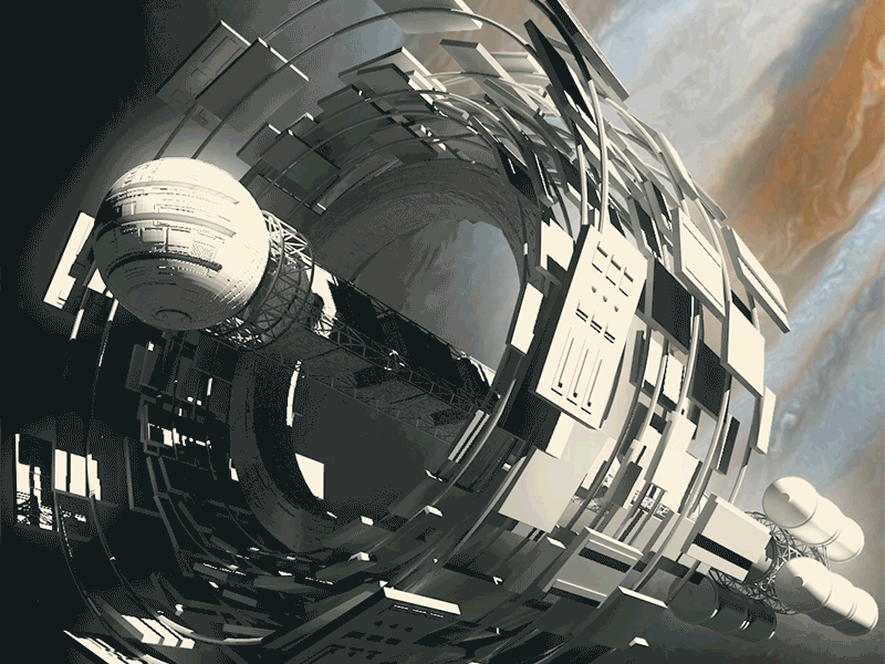 Spaceship 3d gif loop space