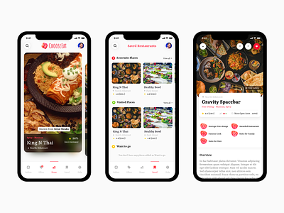 Choose Eat - Restaurant Finder app app design design favorite food minimal mobile app mobile user interface places restaurant restaurant app review reviews sri lanka typography ui ux