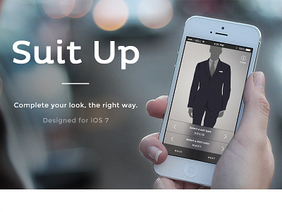 Suit Up app arrows blur buttons interface ios7 men menswear mobile select suit ui