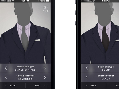 Suit Up - Detail app arrows blur buttons interface ios7 men menswear mobile select suit ui