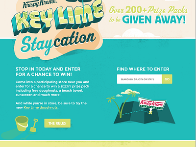 Krispy Kreme Key Lime Staycation Microsite beach clouds contest layout microsite texture ui