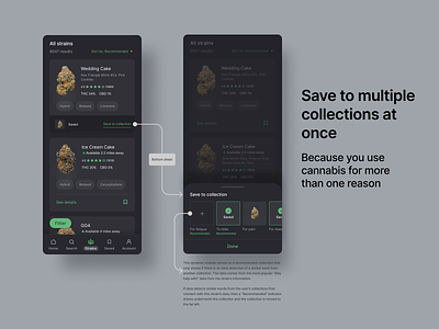 Cannabis app — Save to multiple collections