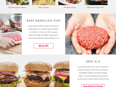 Beef Site Comp beef food grid responsive tablet ui web