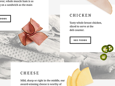 Deli Meat Cards buttons cards cheese food ham interactive overhead photography sandwich serif ui