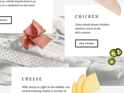 Deli Meat Cards buttons cards cheese food ham interactive overhead photography sandwich serif ui