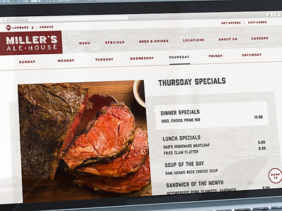 Miller's Ale House Specials Page 40digits food menu restaurant specials steak subnavigation ui weekly